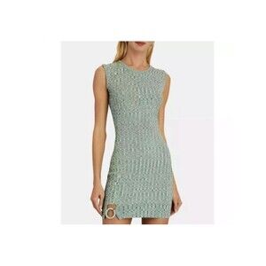 Aya Muse Scoop Neck Marl Rib Mini Dress Heather Green size S / 2-4
